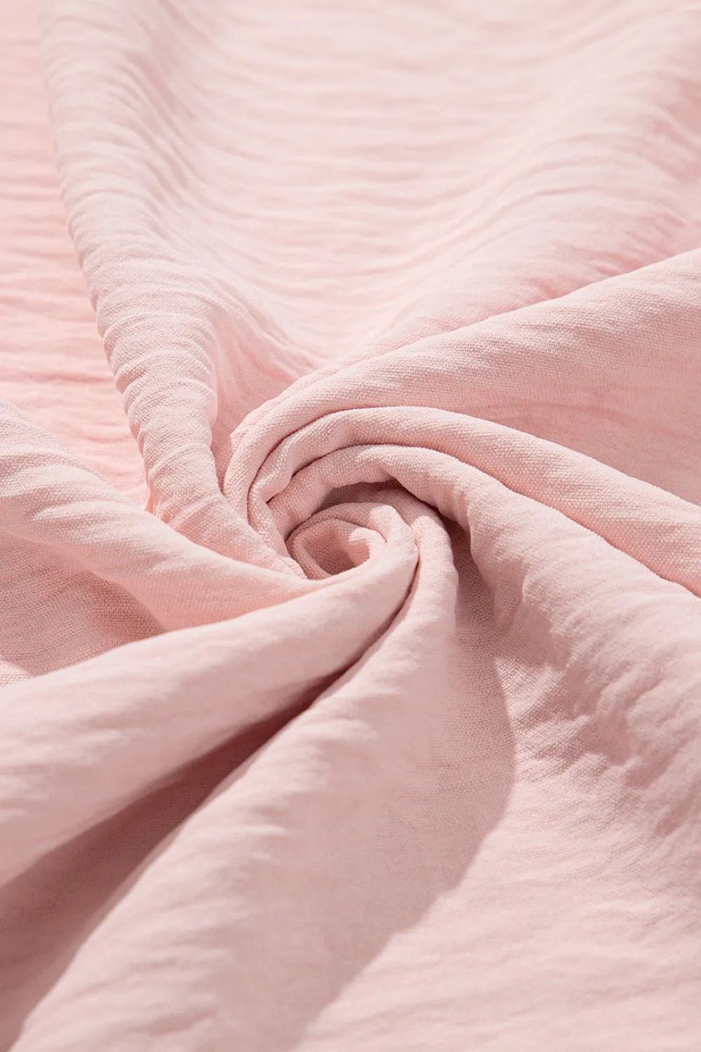 Solid Color Flounce Sleeve Pleated Round Neck Blouse – Blush Pink by Simply Love