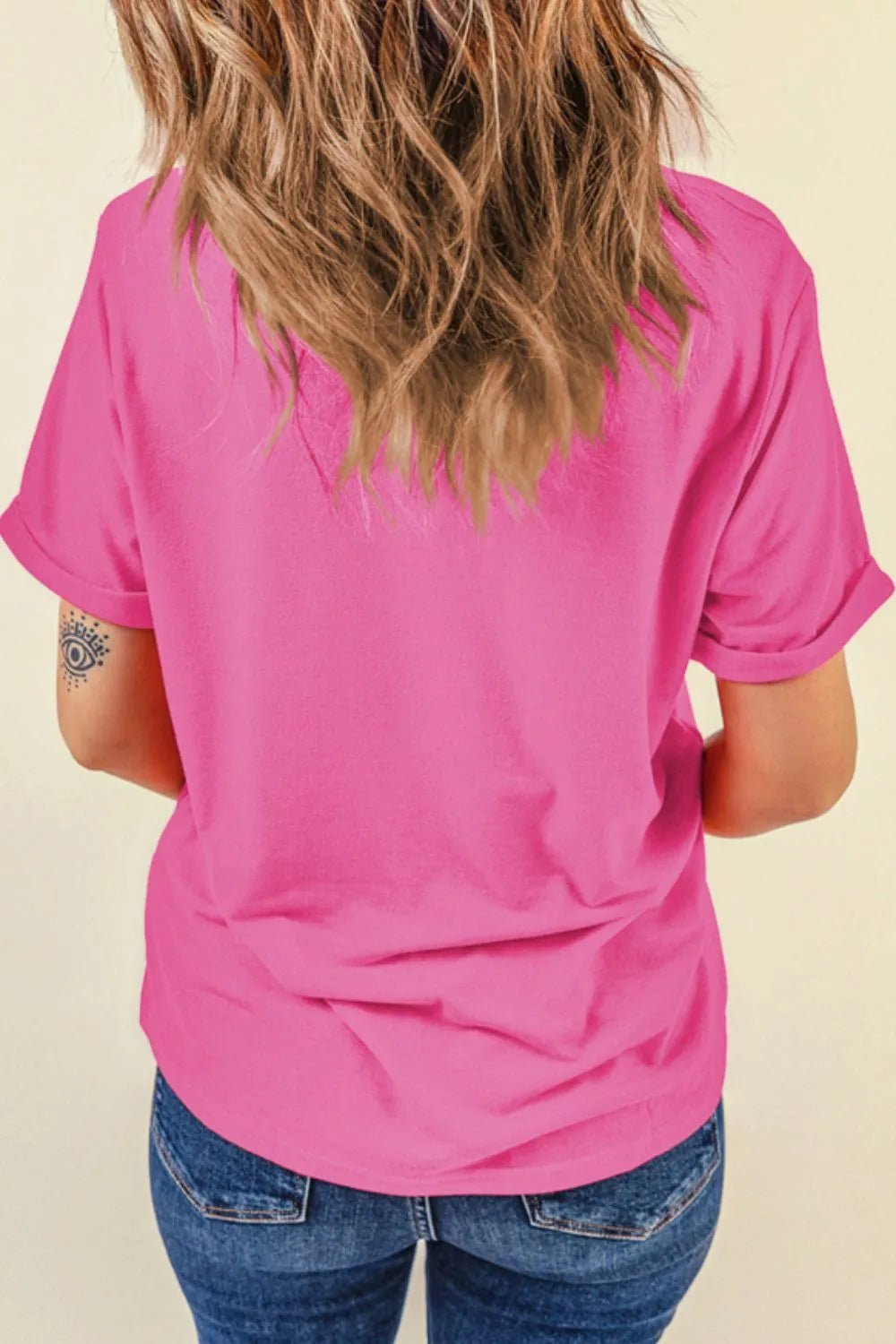 Graphic Round Neck Short Sleeve T-Shirt – Hot Pink by Simply Love