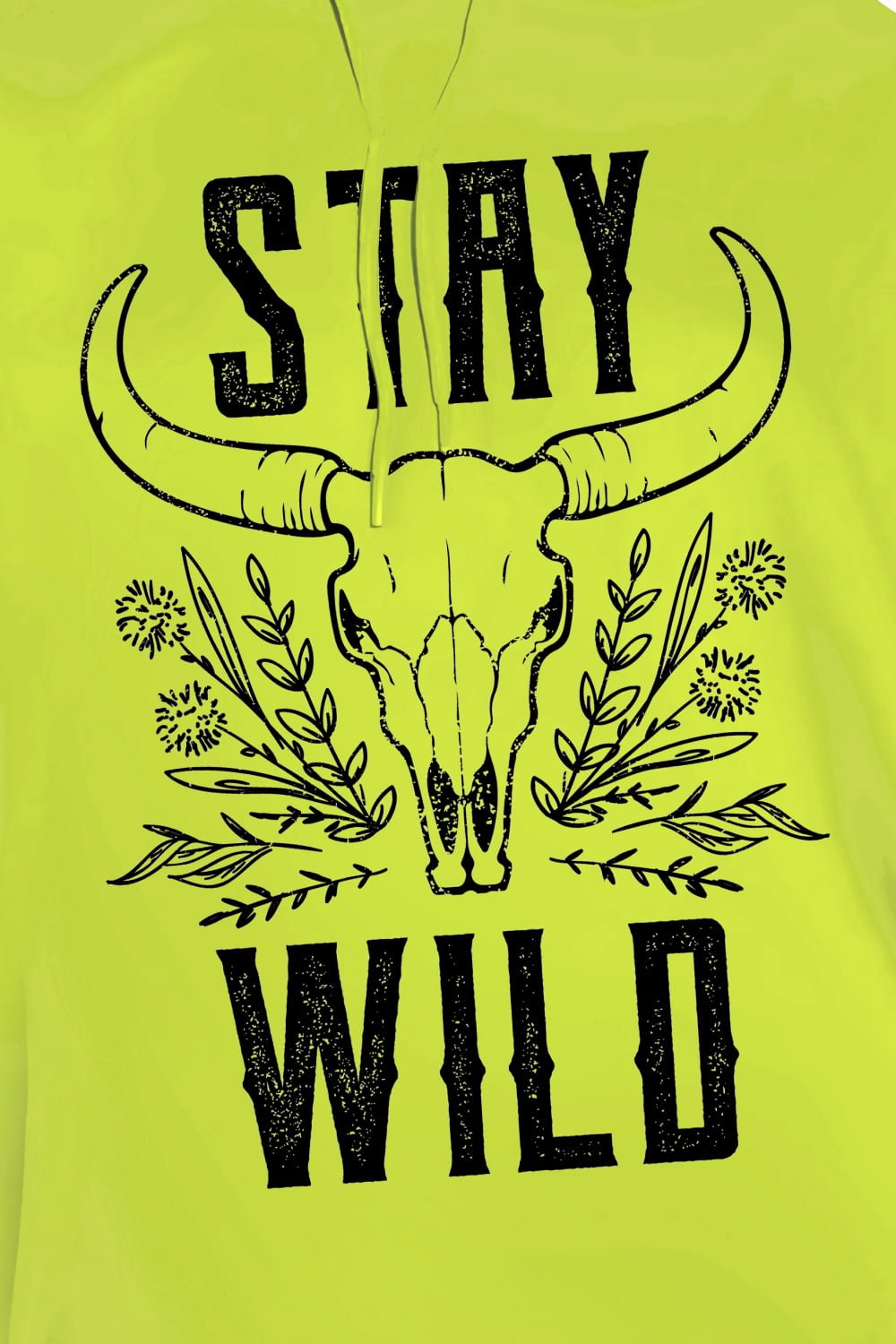 Simply Love Full Size STAY WILD Graphic Hoodie – Lime Hoodies for Shopify Collective (3 view)