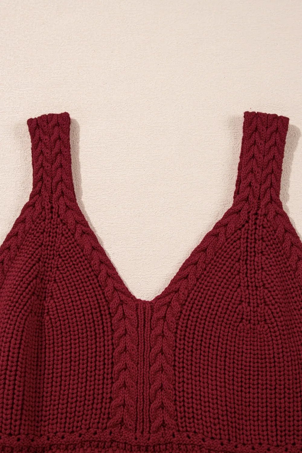 Cable Knit Pointelle Slim Fit V Neck Sweater Vest – Burgundy for Shopify Collective (8 view)