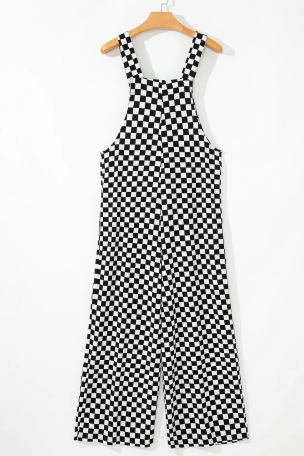 Checkered Print Pocketed Wide Leg Jumpsuit – Black for Shopify Collective (8 view)
