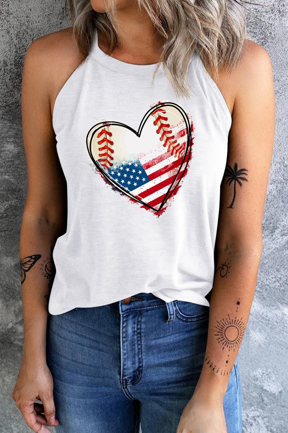 US Flag Heart Graphic Tank – White for low - stock - alert - sent (5 view)