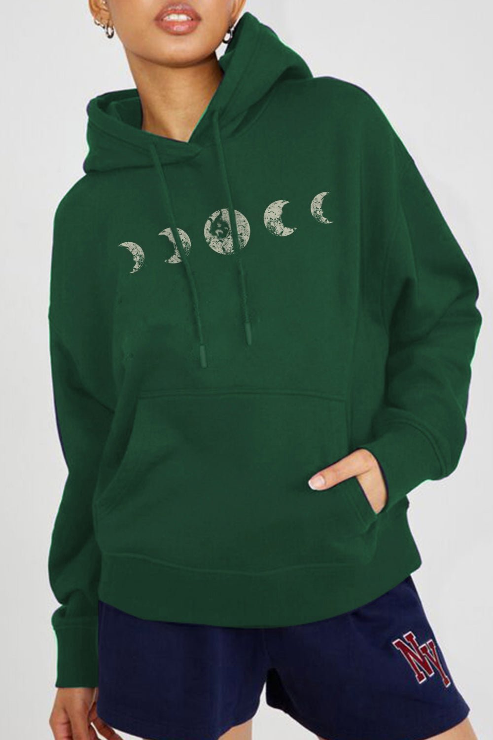 Simply Love Simply Love Full Size Dropped Shoulder Lunar Phase Graphic Hoodie – Green Women's Top for Shopify Collective (3 view)