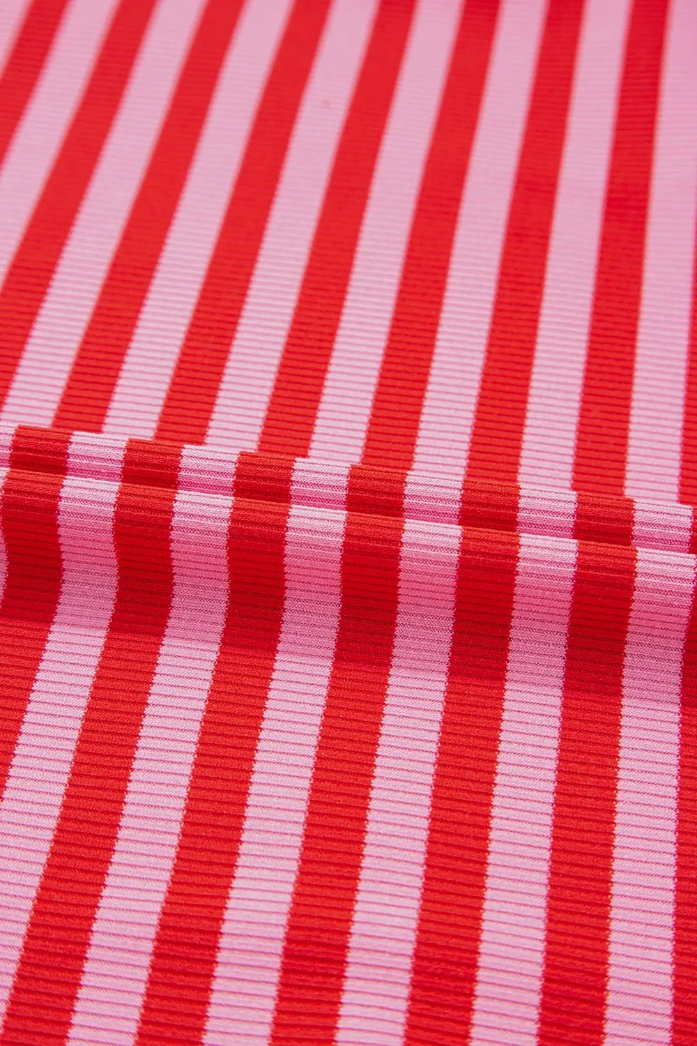 Stripe Ribbed Cap Sleeve Round Neck T Shirt – Strawberry for Shopify Collective (11 view)