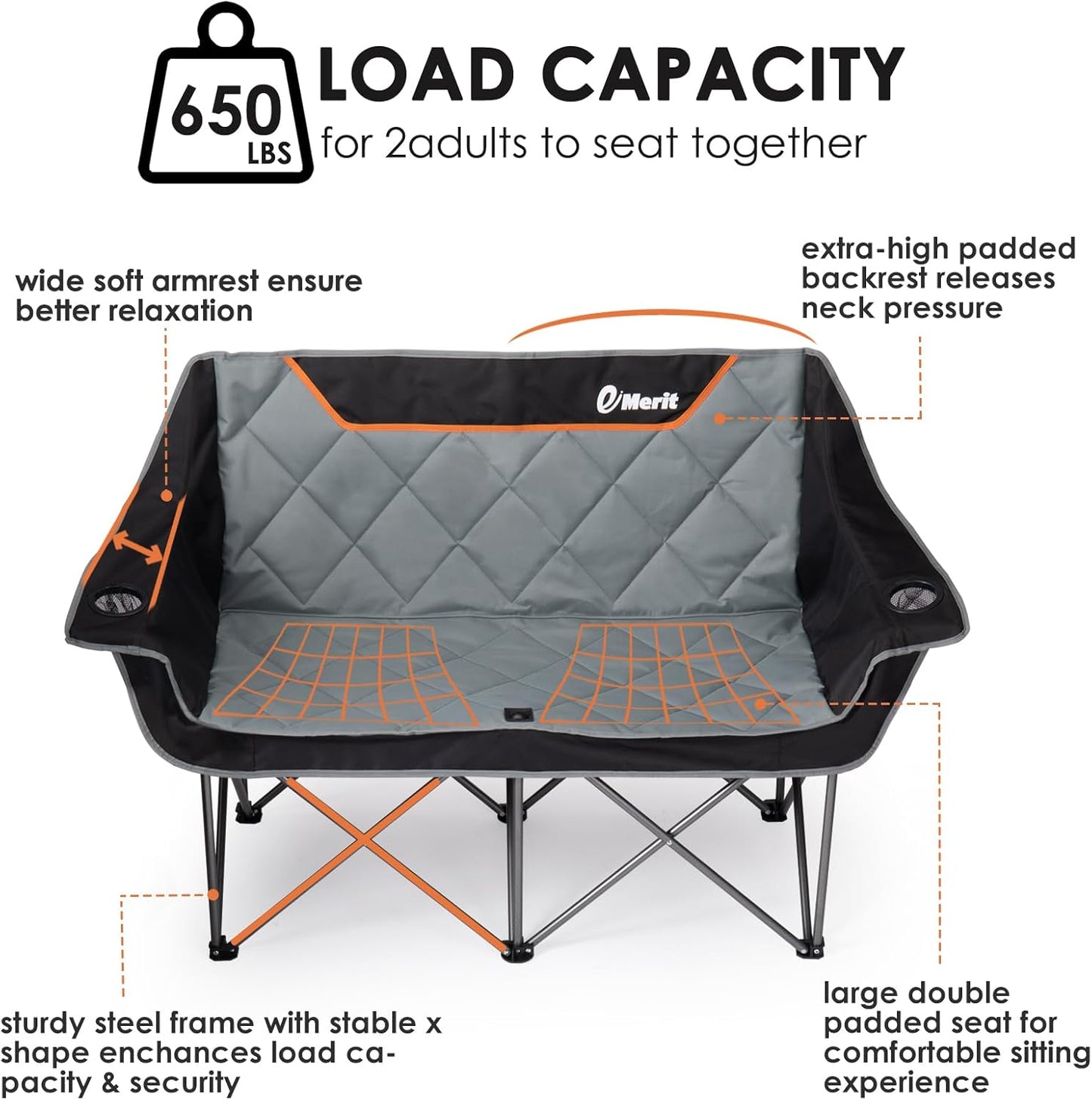 EMERIT Oversized Double Camping Chair – Heavy Duty Loveseat – Army Green Outdoor Gear by SbrTnHomes