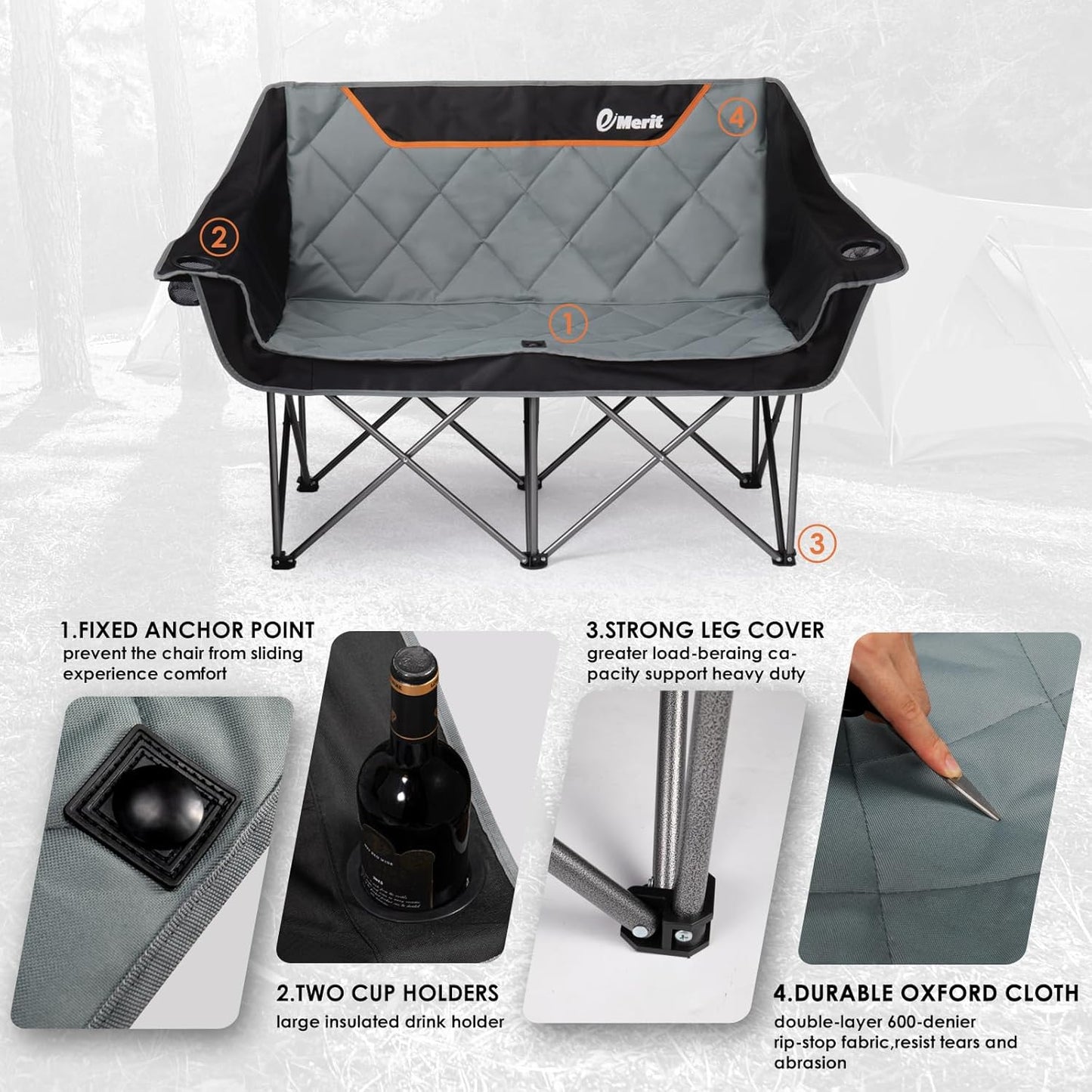 EMERIT Oversized Double Camping Chair – Heavy Duty Loveseat – Army Green Outdoor Gear by SbrTnHomes