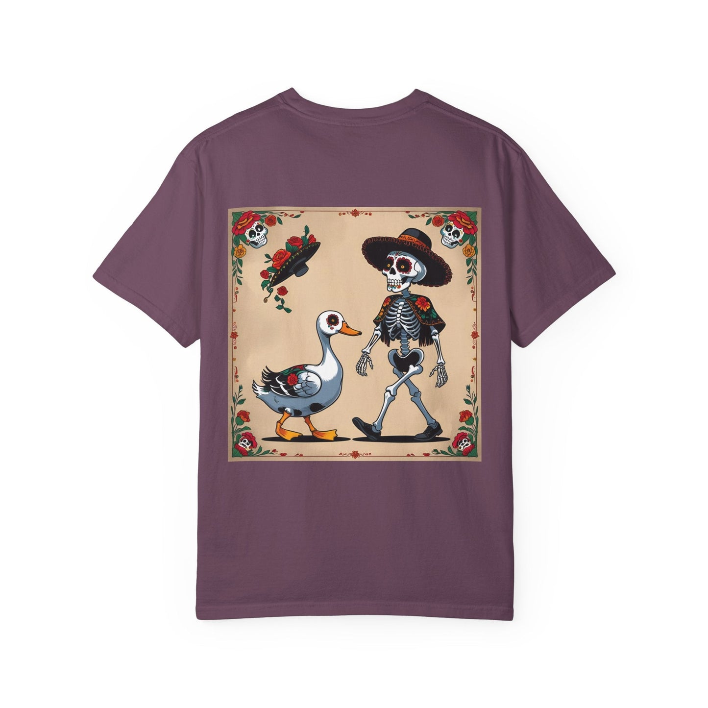 Charming Duck Skeleton Tee, Cute Graphic T-Shirt, Quirky Unisex Apparel, Perfect for Halloween and Everyday Wear – Berry T-Shirt for Casual Everyday Wear (22 view)