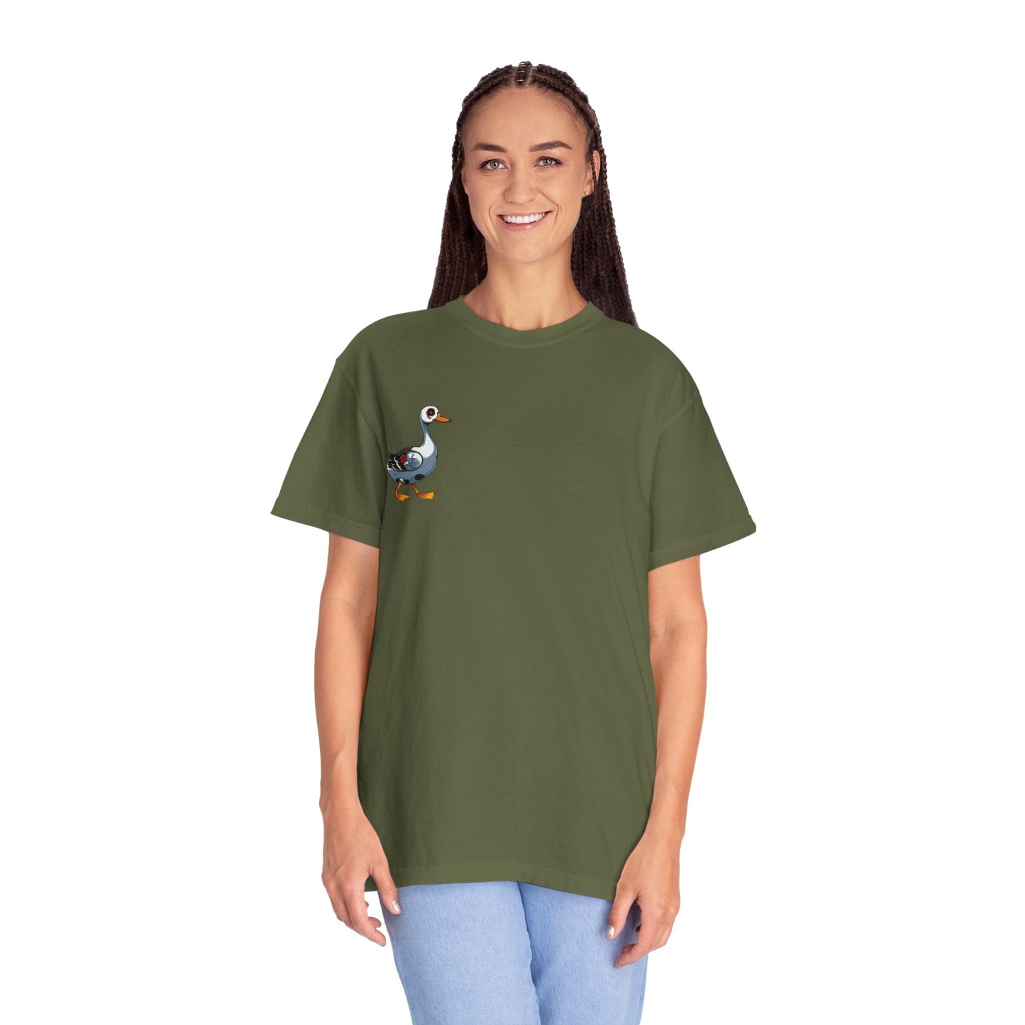 Charming Duck Skeleton Tee, Cute Graphic T-Shirt, Quirky Unisex Apparel, Perfect for Halloween and Everyday Wear – Hemp T-Shirt for Casual Everyday Wear (4 view)