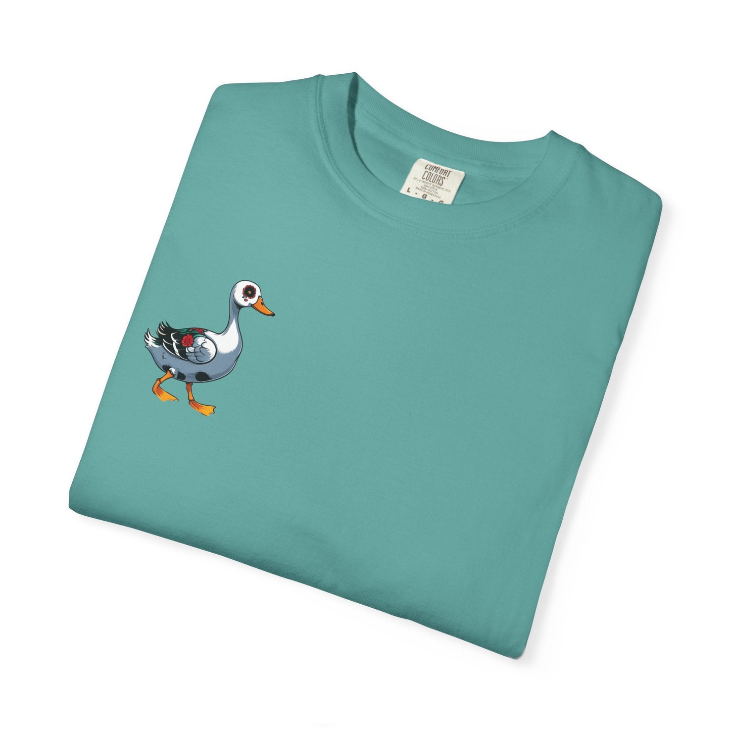Charming Duck Skeleton Tee, Cute Graphic T-Shirt, Quirky Unisex Apparel, Perfect for Halloween and Everyday Wear – Seafoam T-Shirt by Printify
