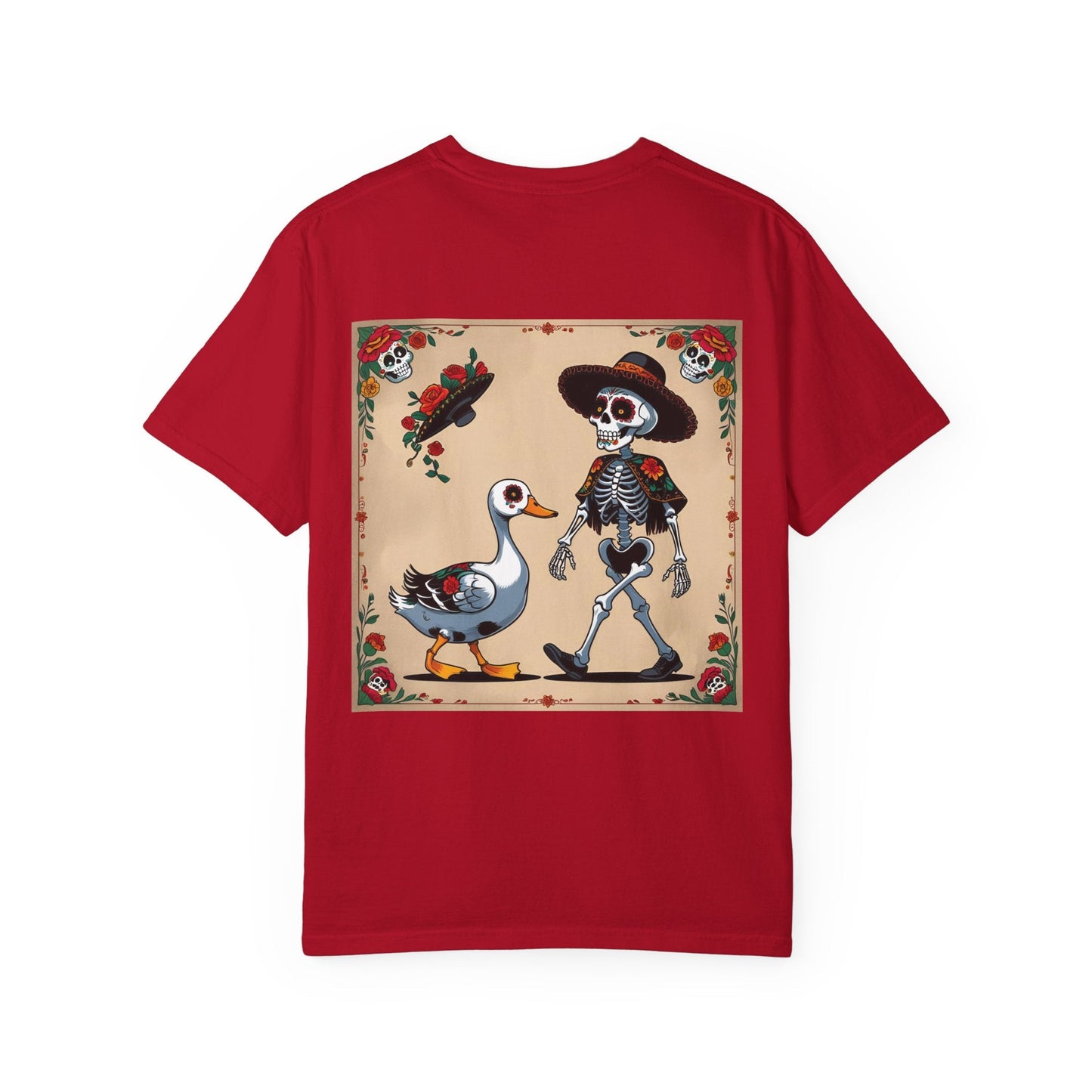 Charming Duck Skeleton Tee, Cute Graphic T-Shirt, Quirky Unisex Apparel, Perfect for Halloween and Everyday Wear – Red T-Shirt for Casual Everyday Wear (34 view)
