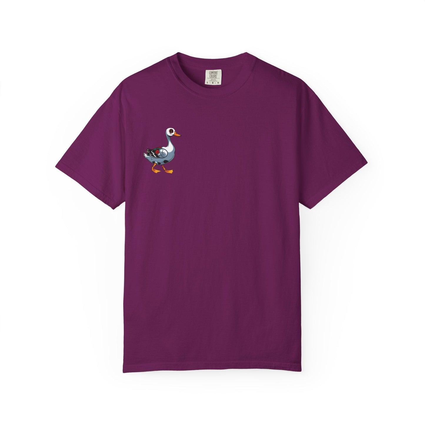 Charming Duck Skeleton Tee, Cute Graphic T-Shirt, Quirky Unisex Apparel, Perfect for Halloween and Everyday Wear – Boysenberry T-Shirt by Printify