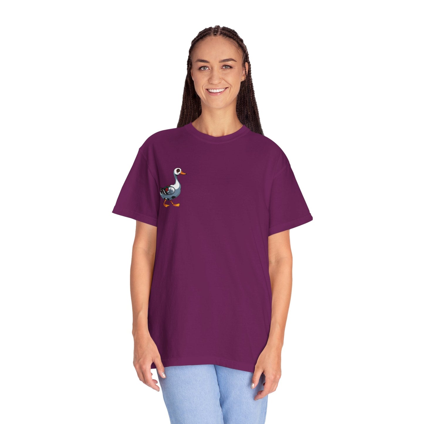 Charming Duck Skeleton Tee, Cute Graphic T-Shirt, Quirky Unisex Apparel, Perfect for Halloween and Everyday Wear – Boysenberry T-Shirt for Casual Everyday Wear (28 view)