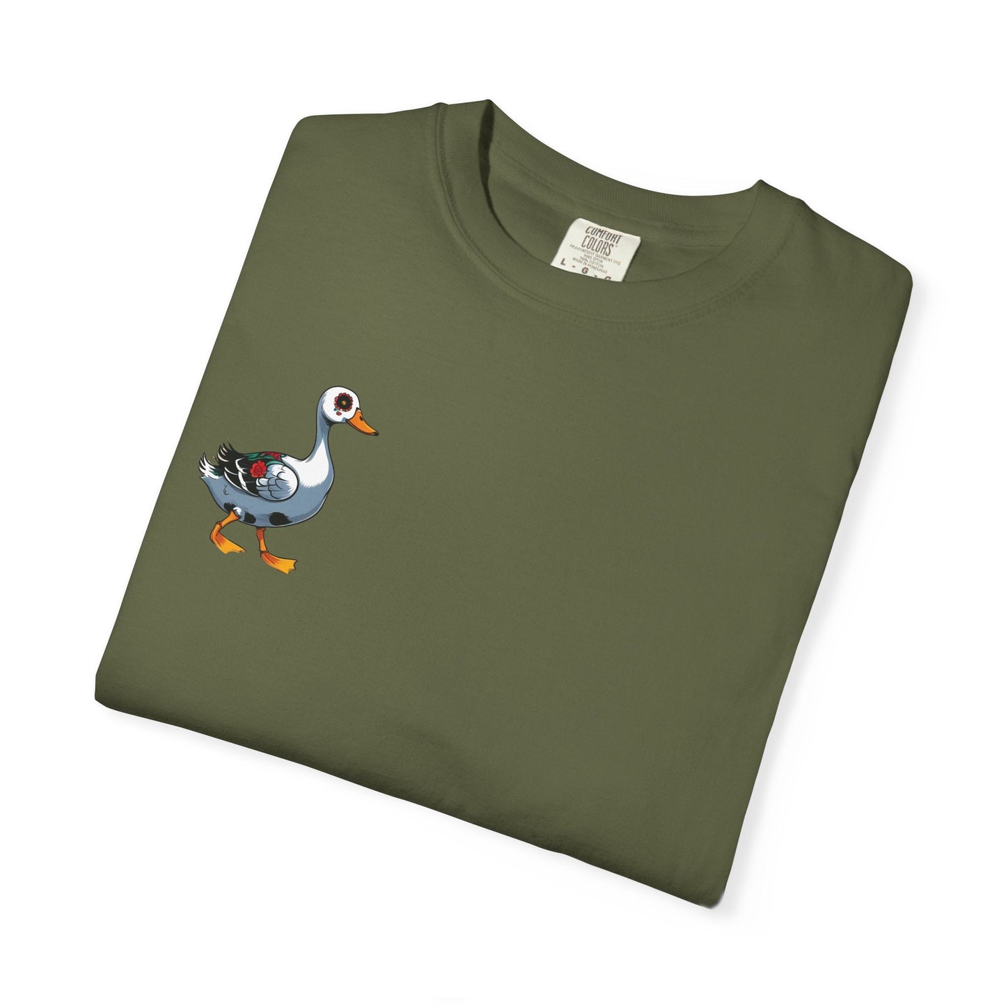 Charming Duck Skeleton Tee, Cute Graphic T-Shirt, Quirky Unisex Apparel, Perfect for Halloween and Everyday Wear – Hemp T-Shirt for Casual Everyday Wear (3 view)