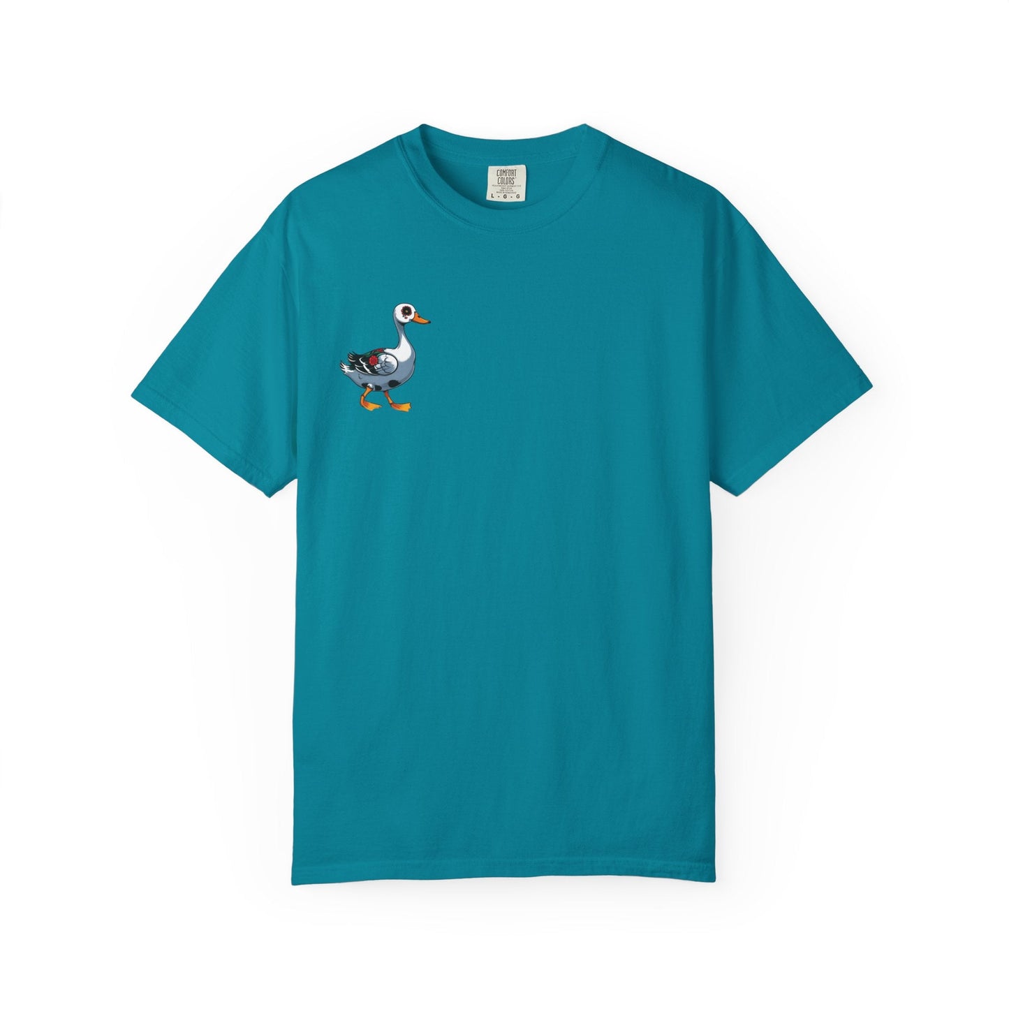 Charming Duck Skeleton Tee, Cute Graphic T-Shirt, Quirky Unisex Apparel, Perfect for Halloween and Everyday Wear – Topaz Blue T-Shirt for Casual Everyday Wear (9 view)
