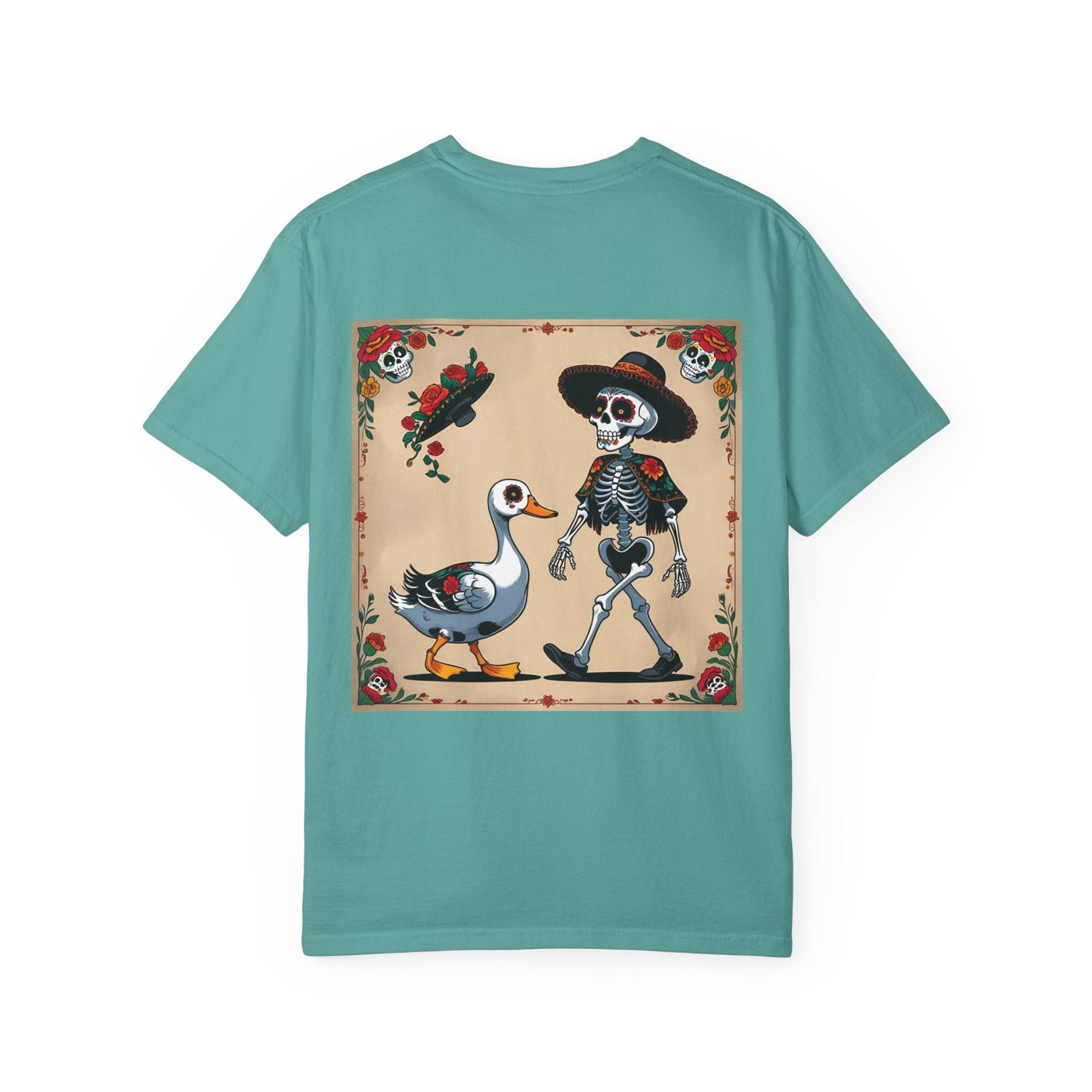Charming Duck Skeleton Tee, Cute Graphic T-Shirt, Quirky Unisex Apparel, Perfect for Halloween and Everyday Wear – Seafoam T-Shirt for Casual Everyday Wear (6 view)