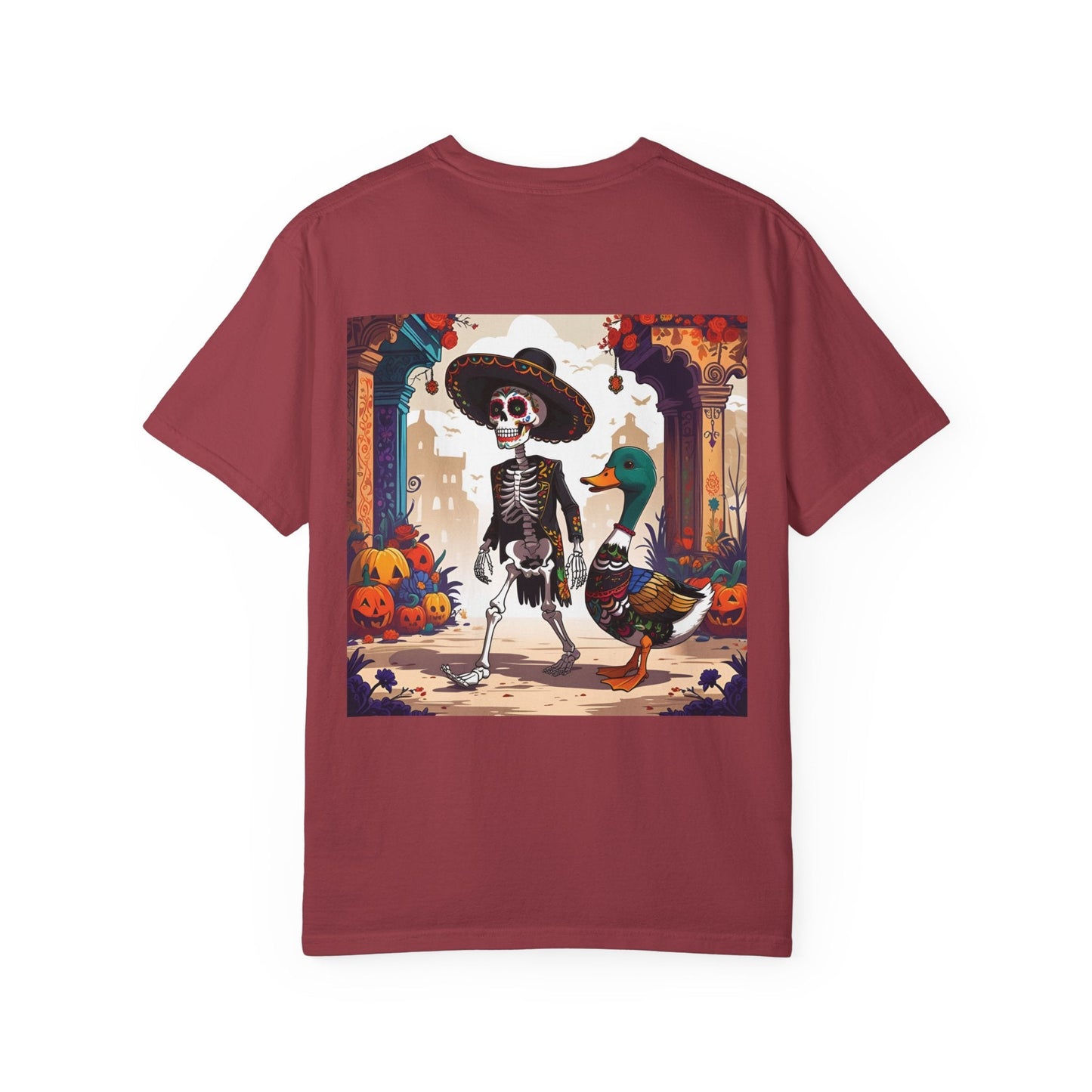Charming Duck Skeleton wearing a Sombrero Tee, Cute Graphic T-Shirt, Quirky Unisex Apparel, Perfect for Halloween and Everyday Wear – Chili T-Shirt for Casual Everyday Wear (30 view)