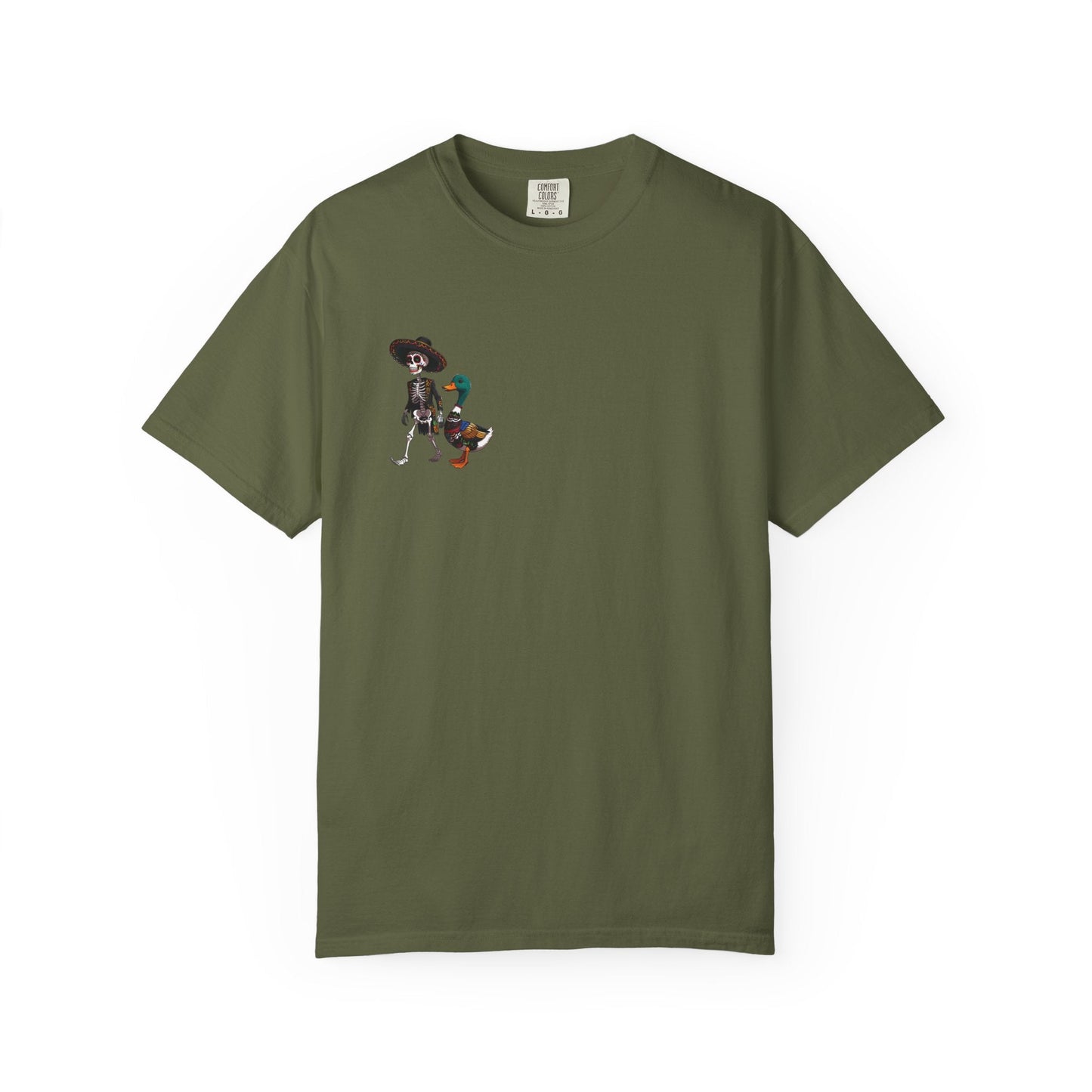 Charming Duck Skeleton wearing a Sombrero Tee, Cute Graphic T-Shirt, Quirky Unisex Apparel, Perfect for Halloween and Everyday Wear – Hemp T-Shirt for Casual Everyday Wear (1 view)