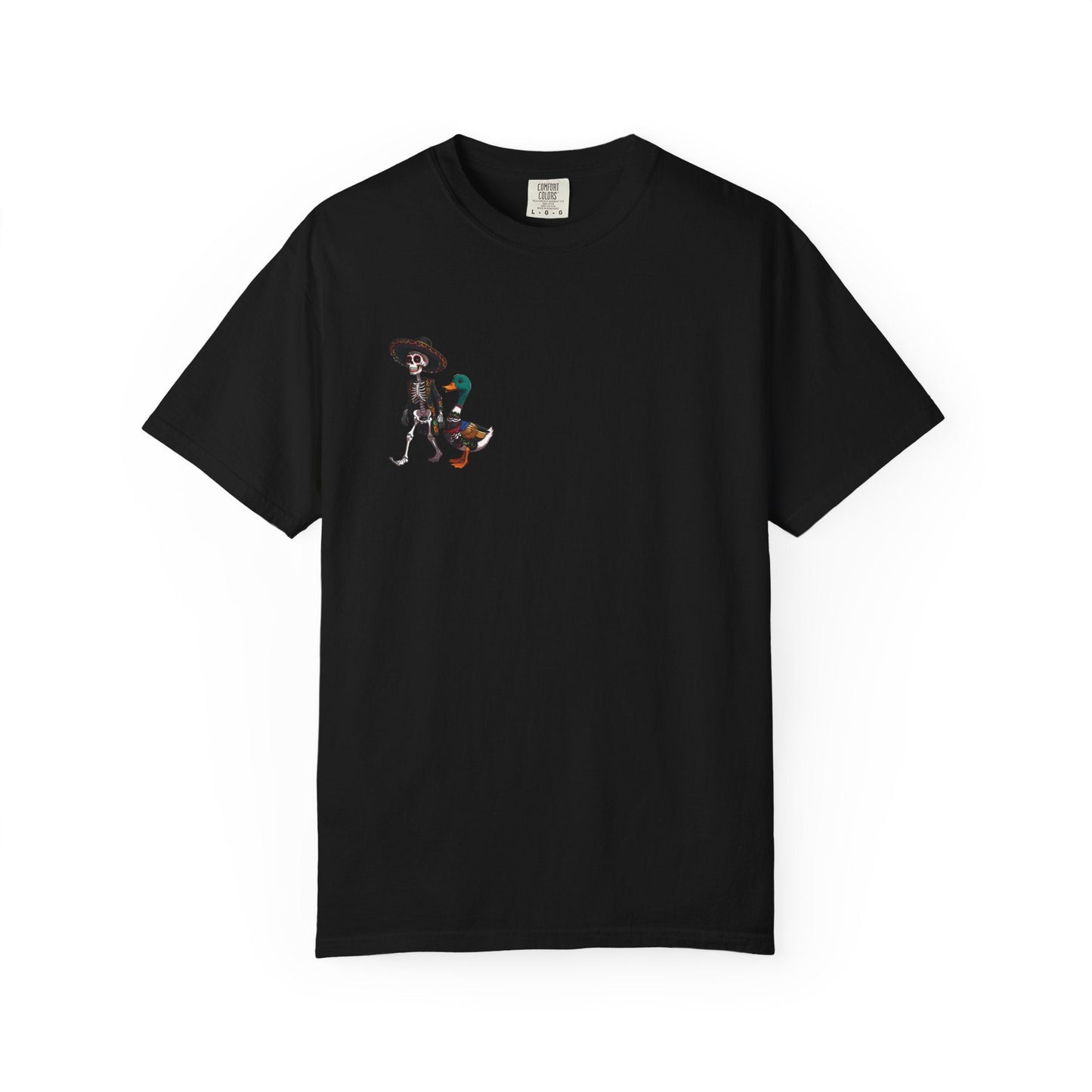 Charming Duck Skeleton wearing a Sombrero Tee, Cute Graphic T-Shirt, Quirky Unisex Apparel, Perfect for Halloween and Everyday Wear – Black T-Shirt for Casual Everyday Wear (13 view)