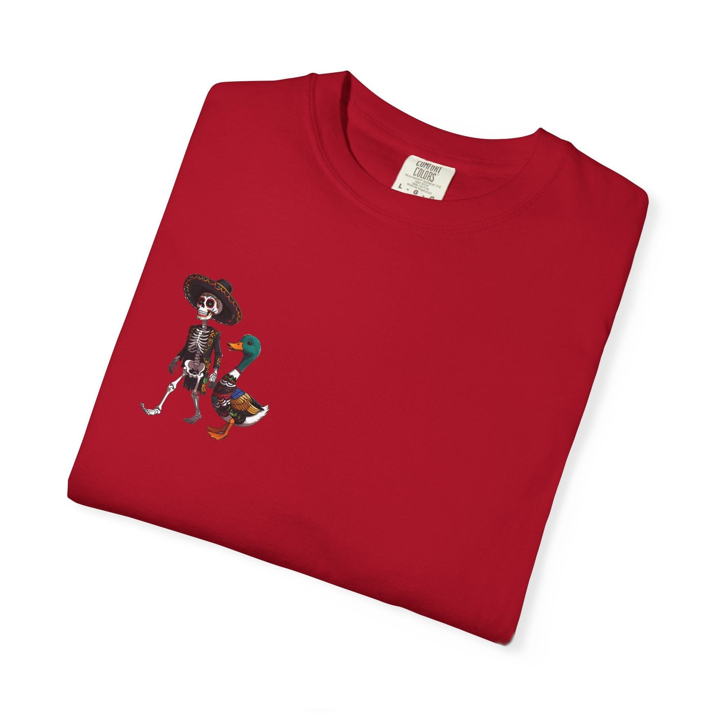 Charming Duck Skeleton wearing a Sombrero Tee, Cute Graphic T-Shirt, Quirky Unisex Apparel, Perfect for Halloween and Everyday Wear – Red T-Shirt for Casual Everyday Wear (35 view)