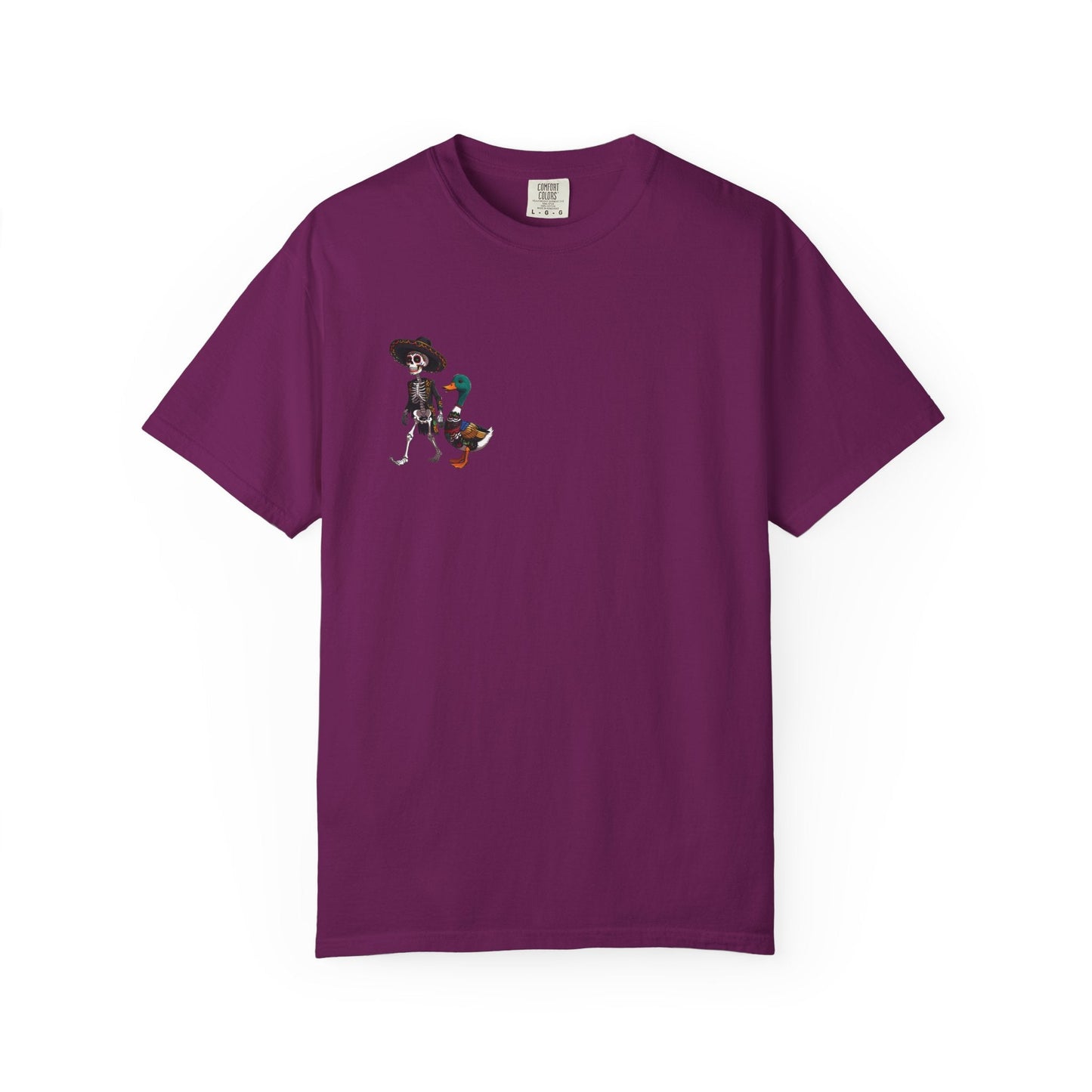 Charming Duck Skeleton wearing a Sombrero Tee, Cute Graphic T-Shirt, Quirky Unisex Apparel, Perfect for Halloween and Everyday Wear – Boysenberry T-Shirt for Casual Everyday Wear (25 view)