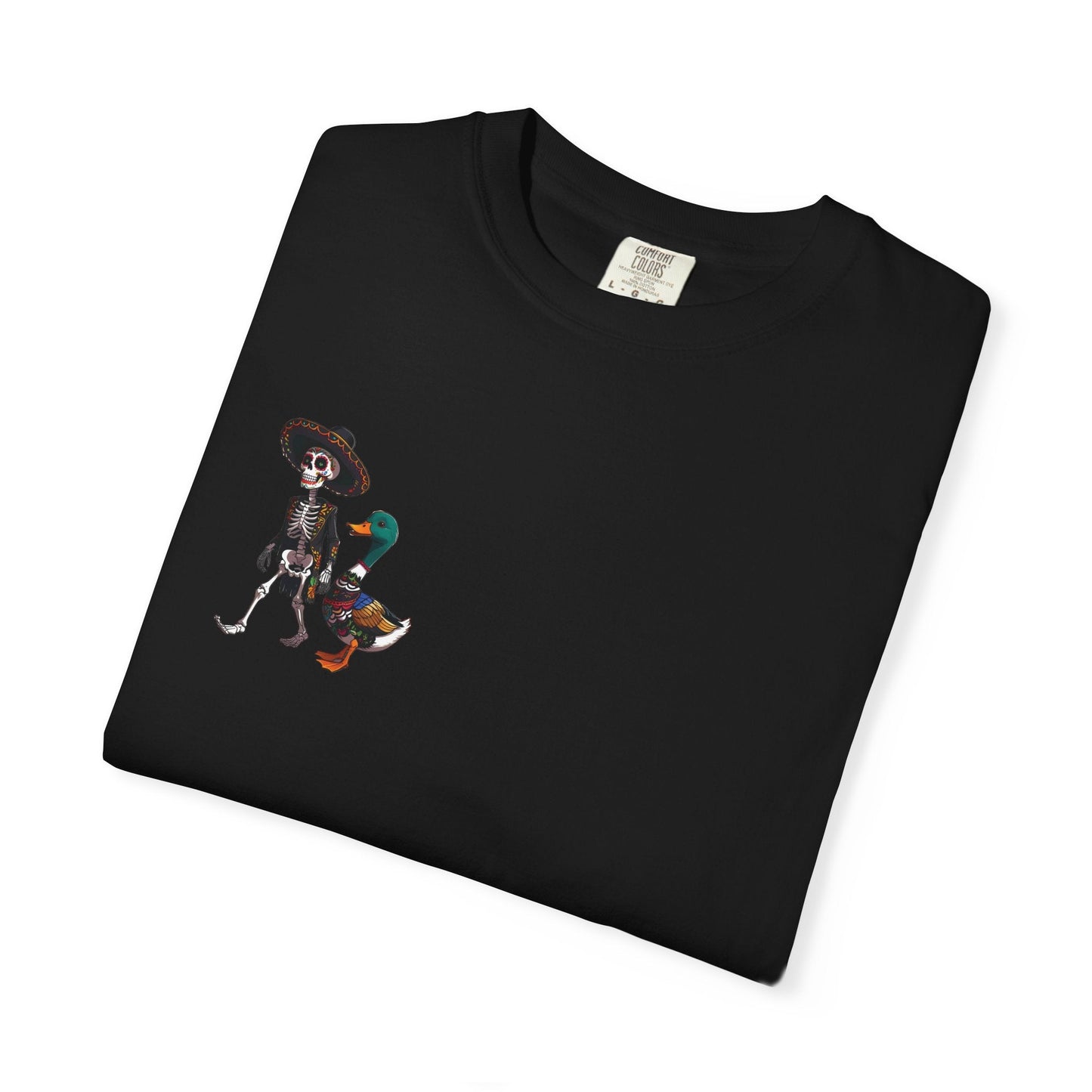 Charming Duck Skeleton wearing a Sombrero Tee, Cute Graphic T-Shirt, Quirky Unisex Apparel, Perfect for Halloween and Everyday Wear – Black T-Shirt for Casual Everyday Wear (15 view)