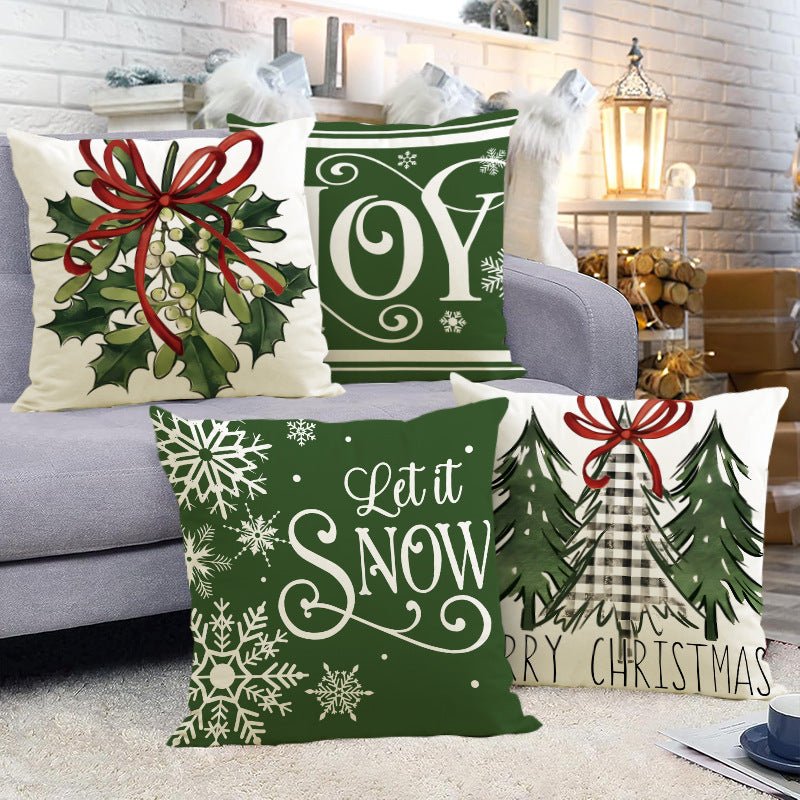 Christmas Pillow Cover – 45×45cm Linen Cushion Case | Holiday Sofa & Bedroom Décor – style 1 Holiday Decor for christmas (3 view)