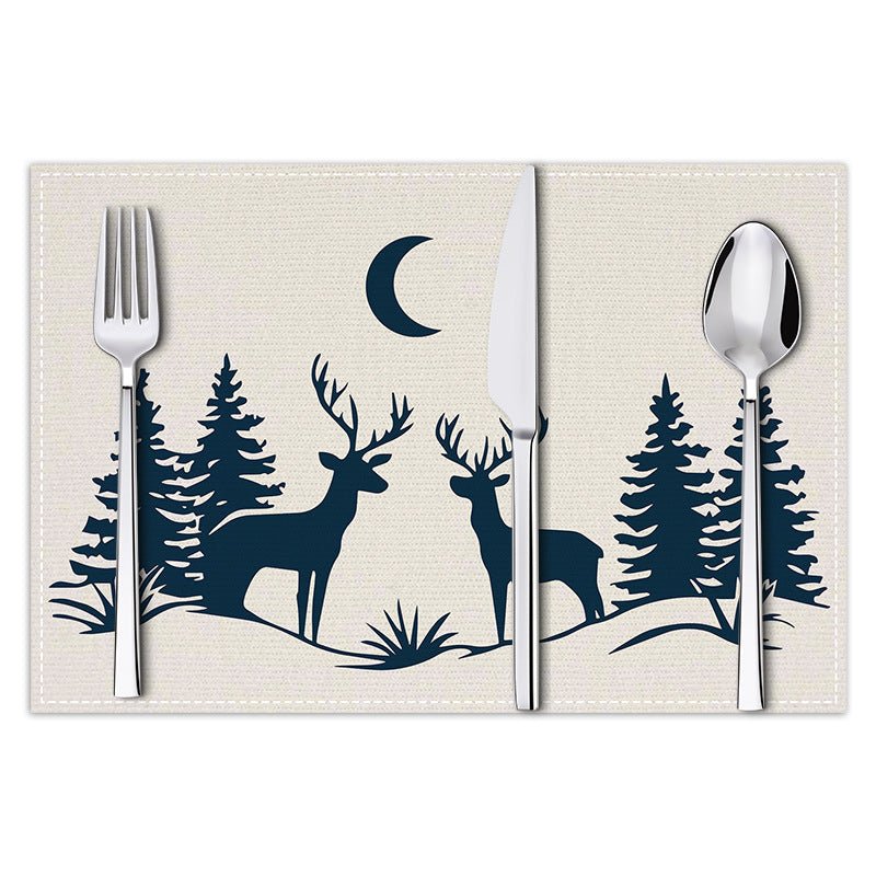 Christmas Reindeer Linen Placemat – 30×45cm Rectangular Holiday Table Mat | Dining & Kitchen Décor – style 3 Holiday Decor for christmas (8 view)