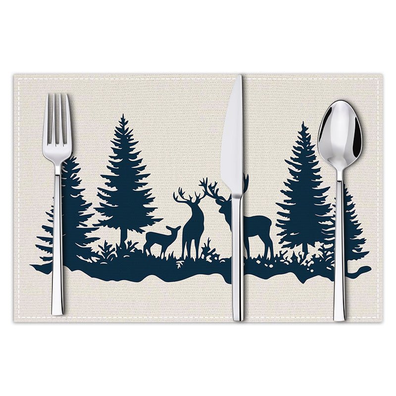 Christmas Reindeer Linen Placemat – 30×45cm Rectangular Holiday Table Mat | Dining & Kitchen Décor – style 2 Holiday Decor for christmas (7 view)