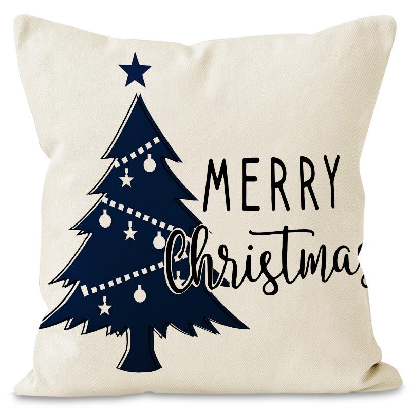 Christmas Tree & Snowflake Pillow Cover – 45×45cm Linen Cushion Case | Holiday Decor – Style 1 Holiday Decor for christmas (6 view)