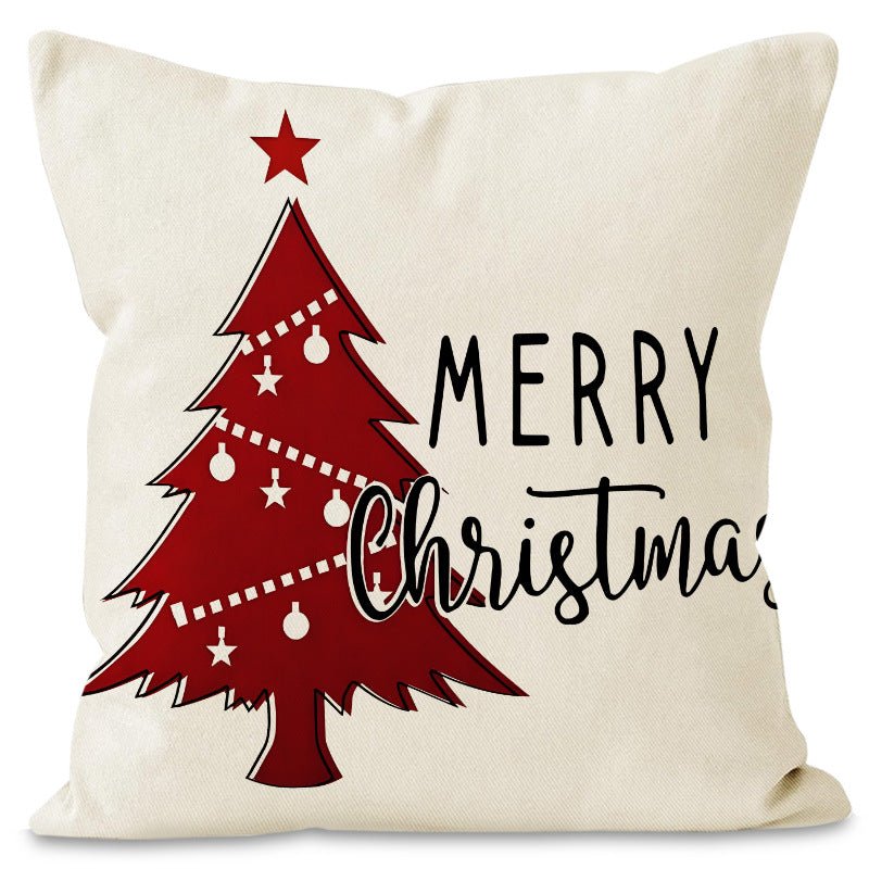 Christmas Tree & Snowflake Pillow Cover – 45×45cm Linen Cushion Case | Holiday Decor – Style 6 Holiday Decor for christmas (11 view)