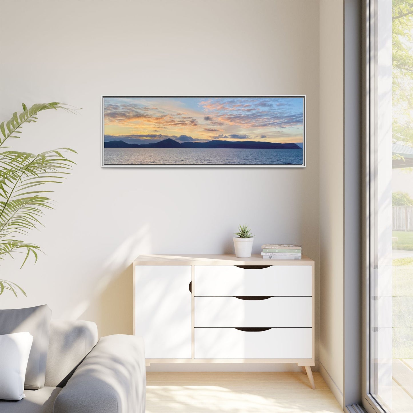 Coastal Sunrise Canvas Wall Art – Tranquil Ocean View for Home or Office | Landscape Photography Print – 36" x 12" (Horizontal) Canvas for art print framed (31 view)