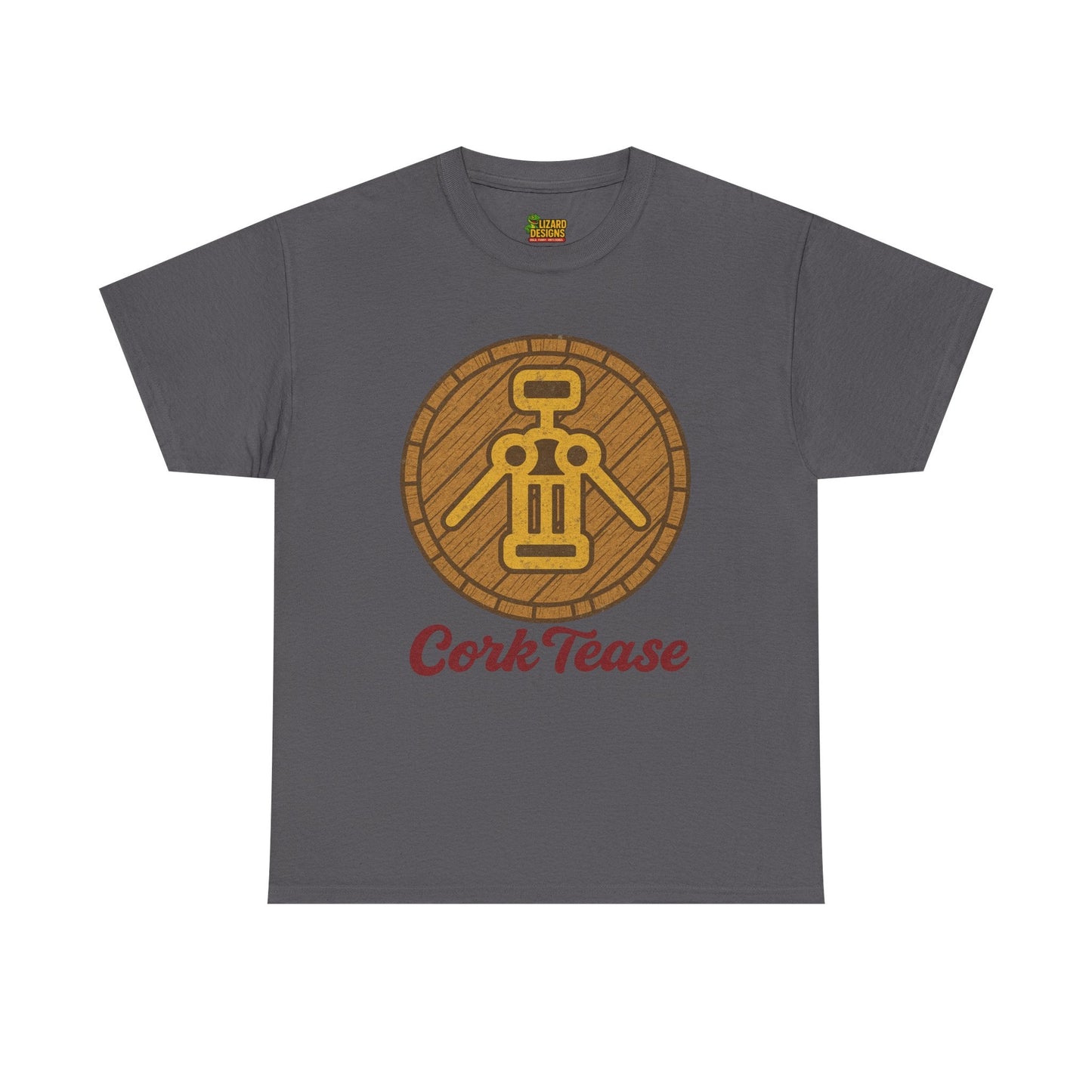 Cork Tease Unisex Heavy Cotton Tee - Fun Gift for Wine Lovers, Casual Wear, Party Shirt, Unique Friend Gift, Quirky Humor Tee – Charcoal T-Shirt for casual party outfit (13 view)