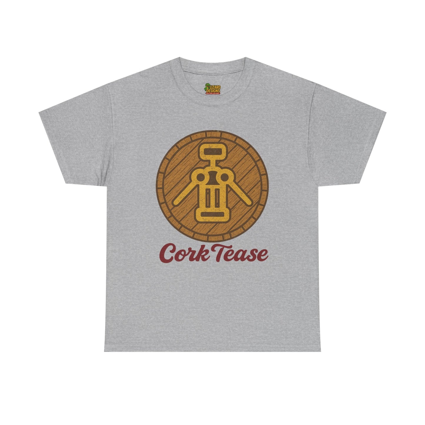 Cork Tease Unisex Heavy Cotton Tee - Fun Gift for Wine Lovers, Casual Wear, Party Shirt, Unique Friend Gift, Quirky Humor Tee – Sport Grey T-Shirt for casual party outfit (7 view)
