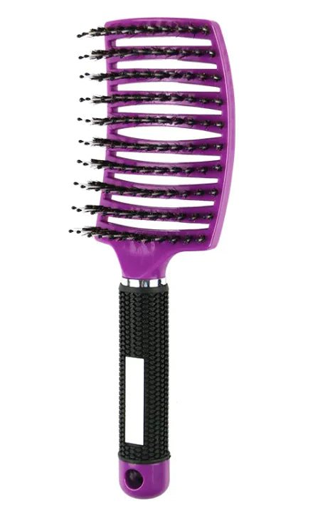 Curved Bristle Massage Comb Multifunctional Styling For – Purple Hair Brush for glow - up collection (5 view)