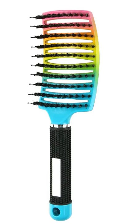 Curved Bristle Massage Comb Multifunctional Styling For – Gradient Color Hair Brush for glow - up collection (4 view)