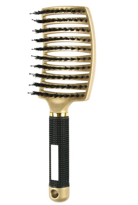 Curved Bristle Massage Comb Multifunctional Styling For – Gold Hair Brush for glow - up collection (3 view)