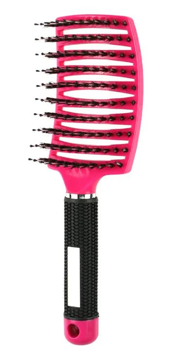 Curved Bristle Massage Comb Multifunctional Styling For – Rose Red Hair Brush for glow - up collection (6 view)