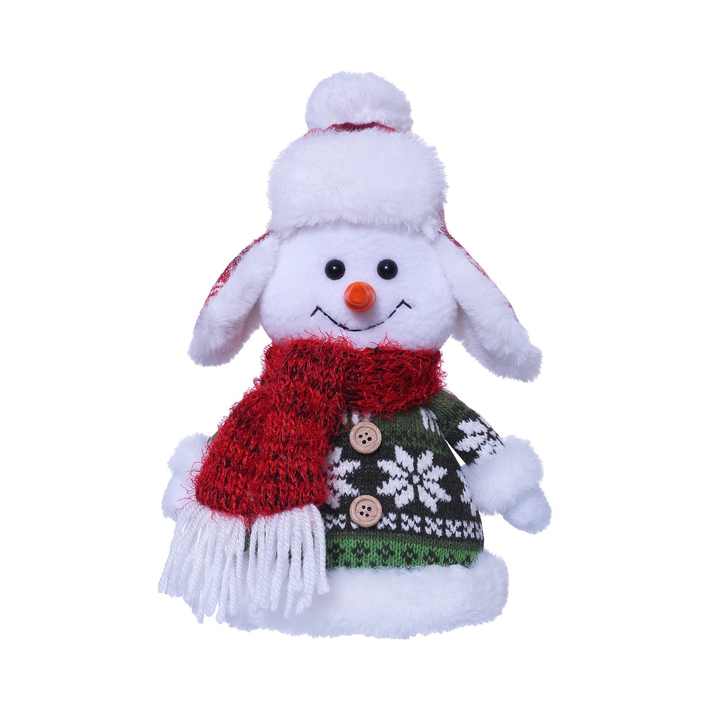 Cute Christmas Snowman Sitting Doll – Window Display & Holiday Decoration | 21cm – Round hat style Christmas Ornament for Christmas Doll (6 view)