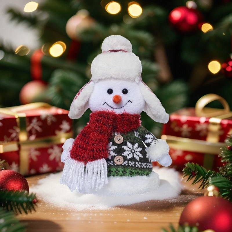 Cute Christmas Snowman Sitting Doll – Window Display & Holiday Decoration | 21cm – Long hat style Christmas Ornament for Christmas Doll (4 view)