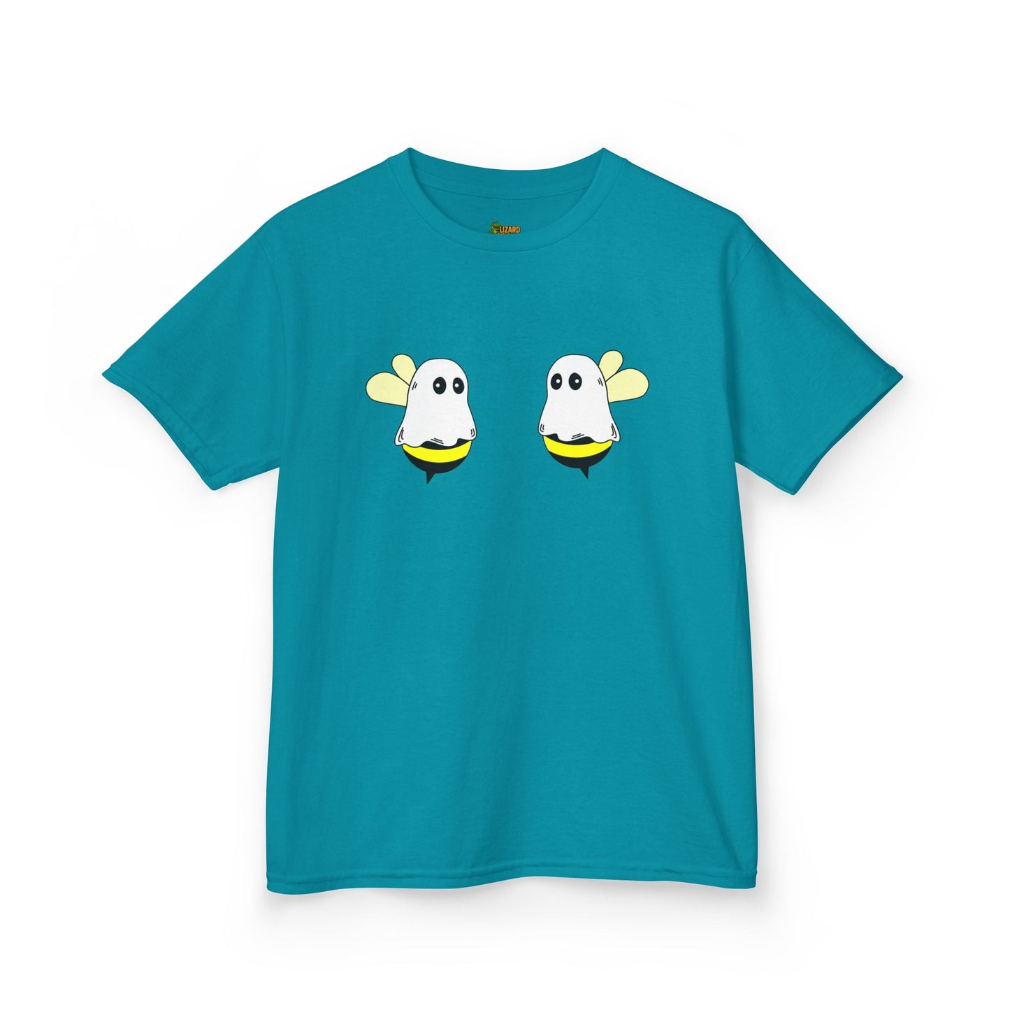 Cute Ghost Bee Kids Tee, Childrens T-Shirt, Summer Outfit, Birthday Gift, Bee Lover Shirt, Fun Kids Clothing – Tropical Blue Kids clothes for Adorable Insect Tee (3 view)