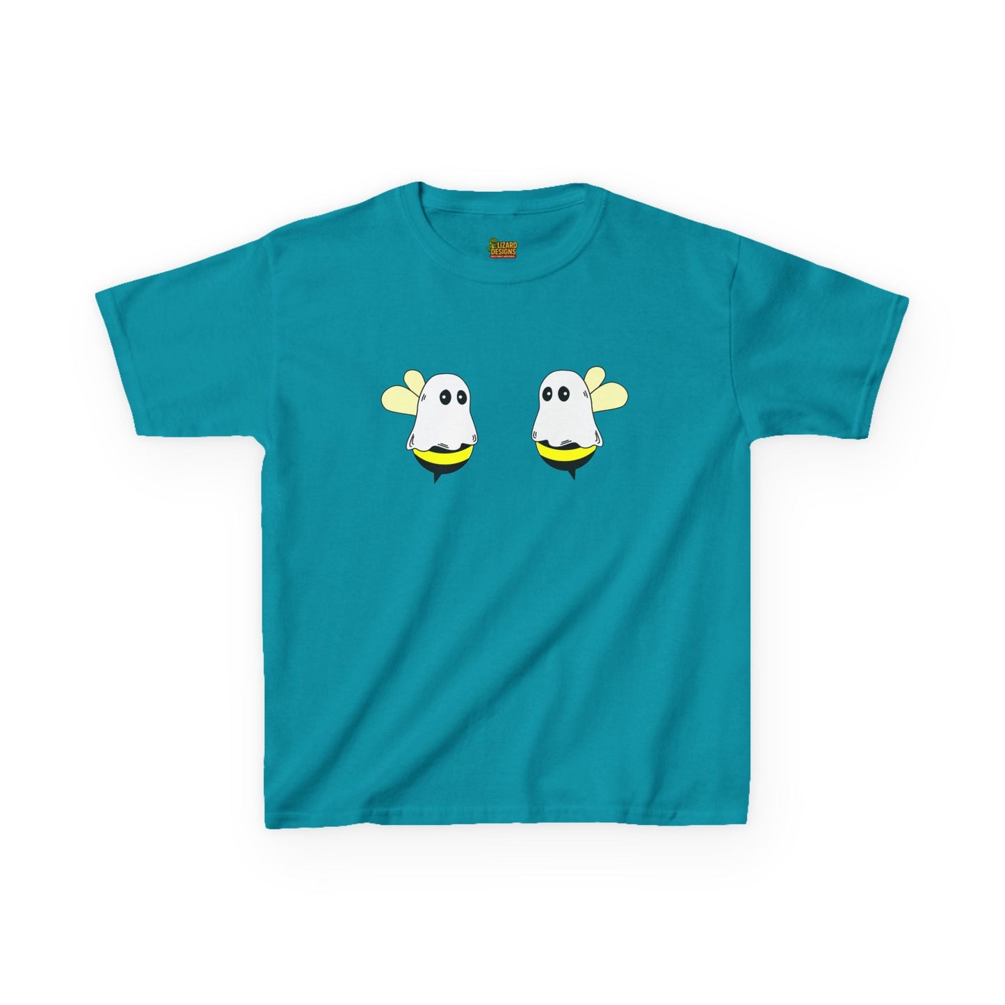 Cute Ghost Bee Kids Tee, Childrens T-Shirt, Summer Outfit, Birthday Gift, Bee Lover Shirt, Fun Kids Clothing – Tropical Blue Kids clothes for Adorable Insect Tee (1 view)