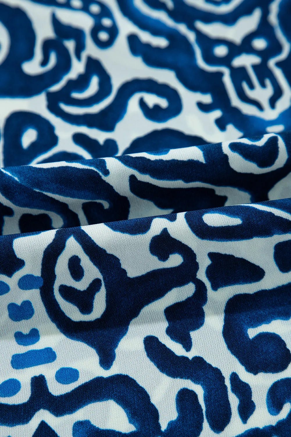 Printed Tie Neck Long Sleeve Dress – Peacock Blue for Shopify Collective (4 view)