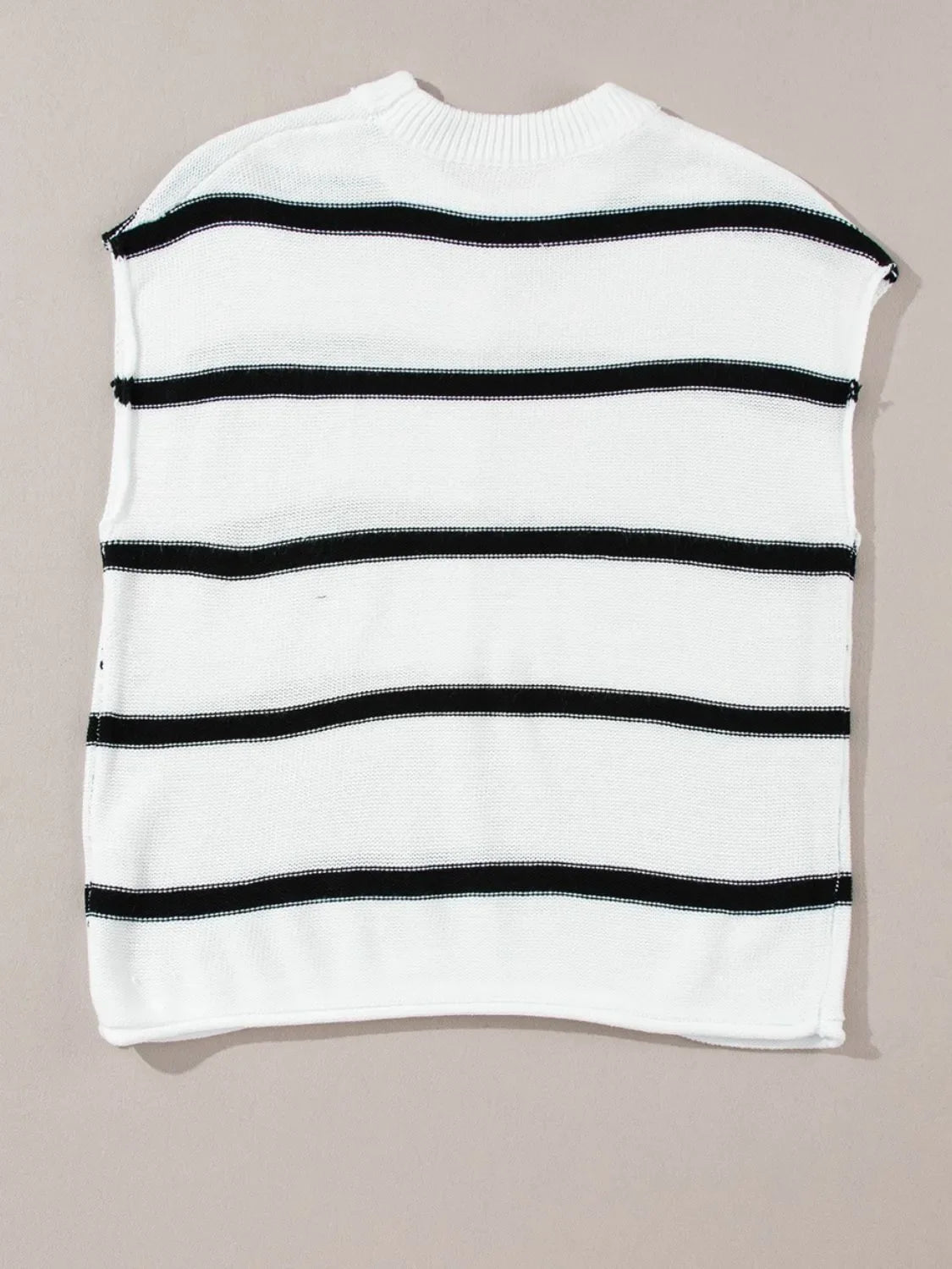 Striped Batwing Sleeve Knit Top – White by Simply Love