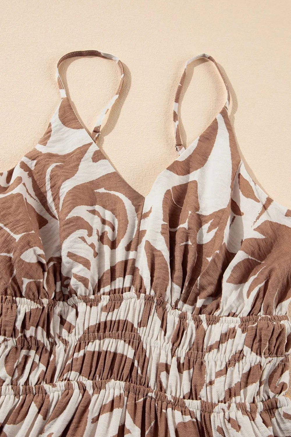 Floral Shirred High Waist Spaghetti Straps Dress – Mocha for Shopify Collective (9 view)