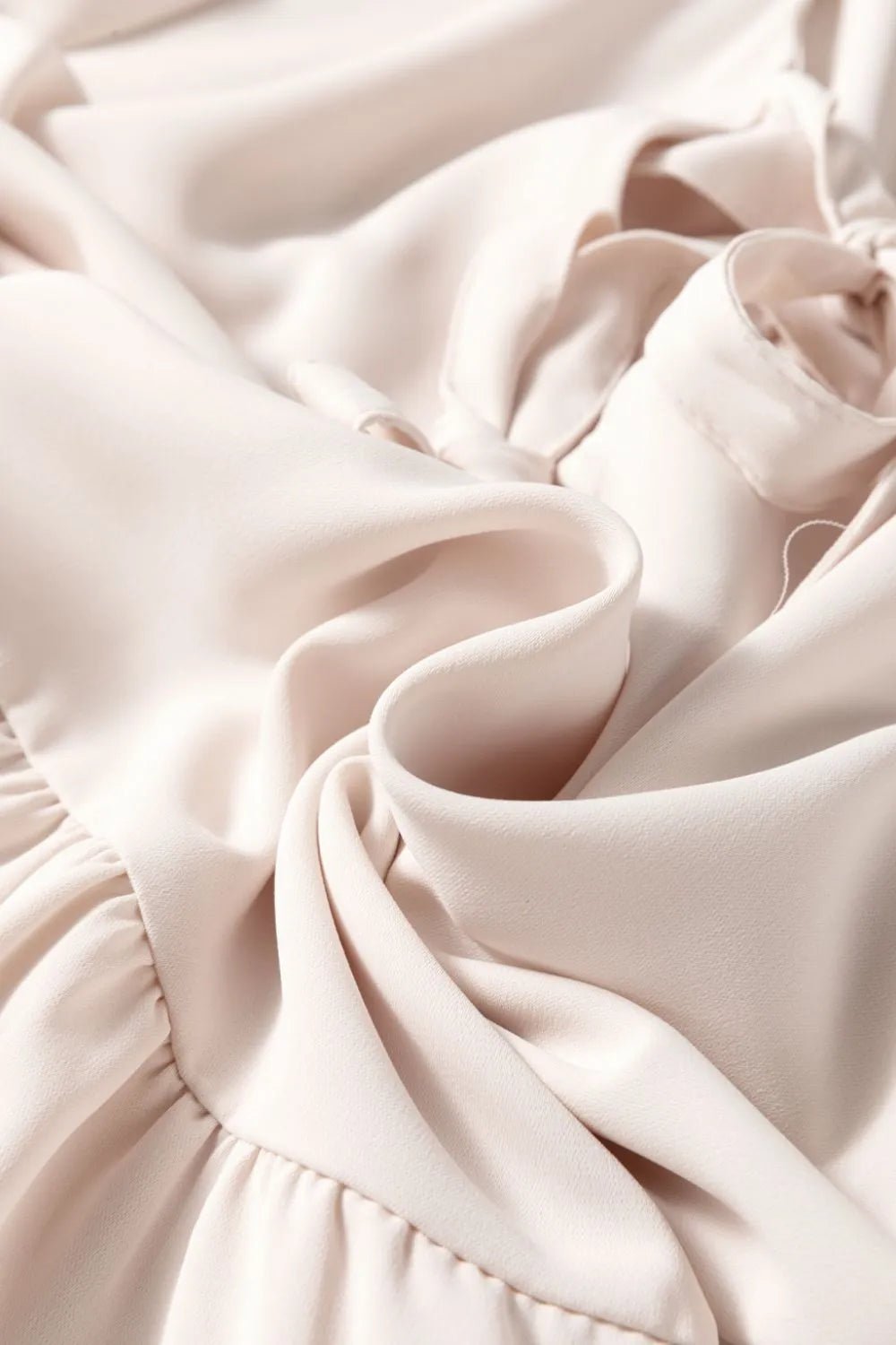 Bow Tie Short Puff Sleeve Ruffle Hem Blouse – Eggshell for Shopify Collective (8 view)