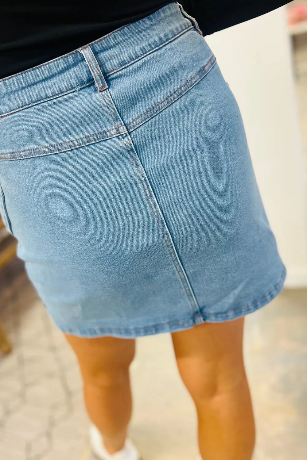 Acid Wash Bowknot Details High Waist Denim Skirt – Medium for Shopify Collective (3 view)