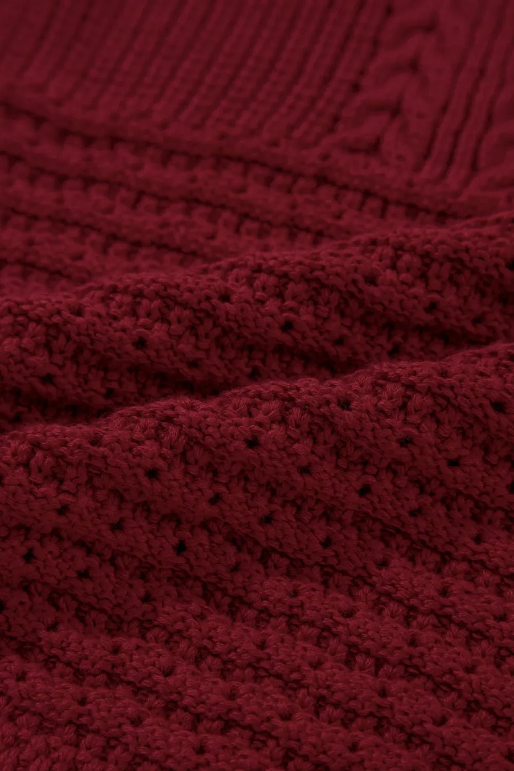 Cable Knit Pointelle Slim Fit V Neck Sweater Vest – Burgundy for Shopify Collective (11 view)