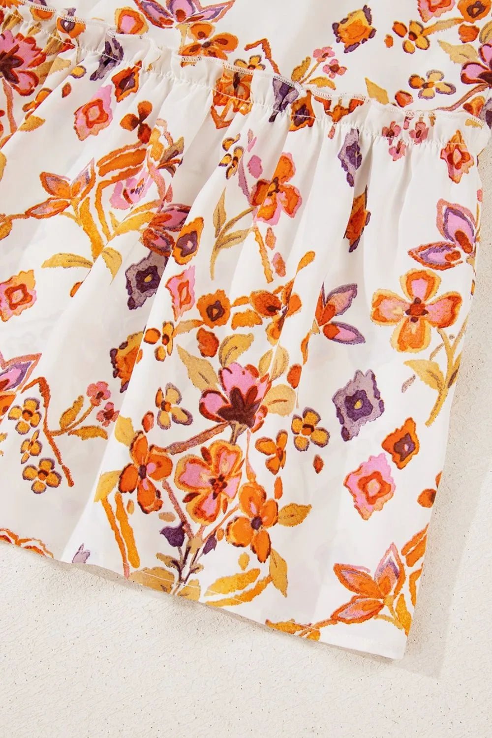 Printed Tie Neck Cap Sleeve Mini Dress – Floral for Shopify Collective (11 view)