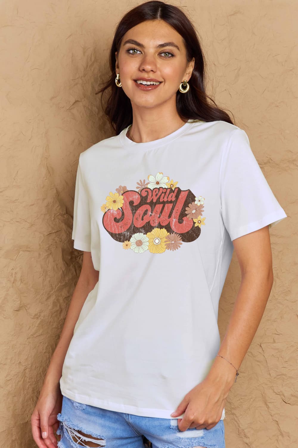 Simply Love Full Size WILD SOUL Graphic Cotton T-Shirt – Bleach T-Shirt for Shopify Collective (7 view)