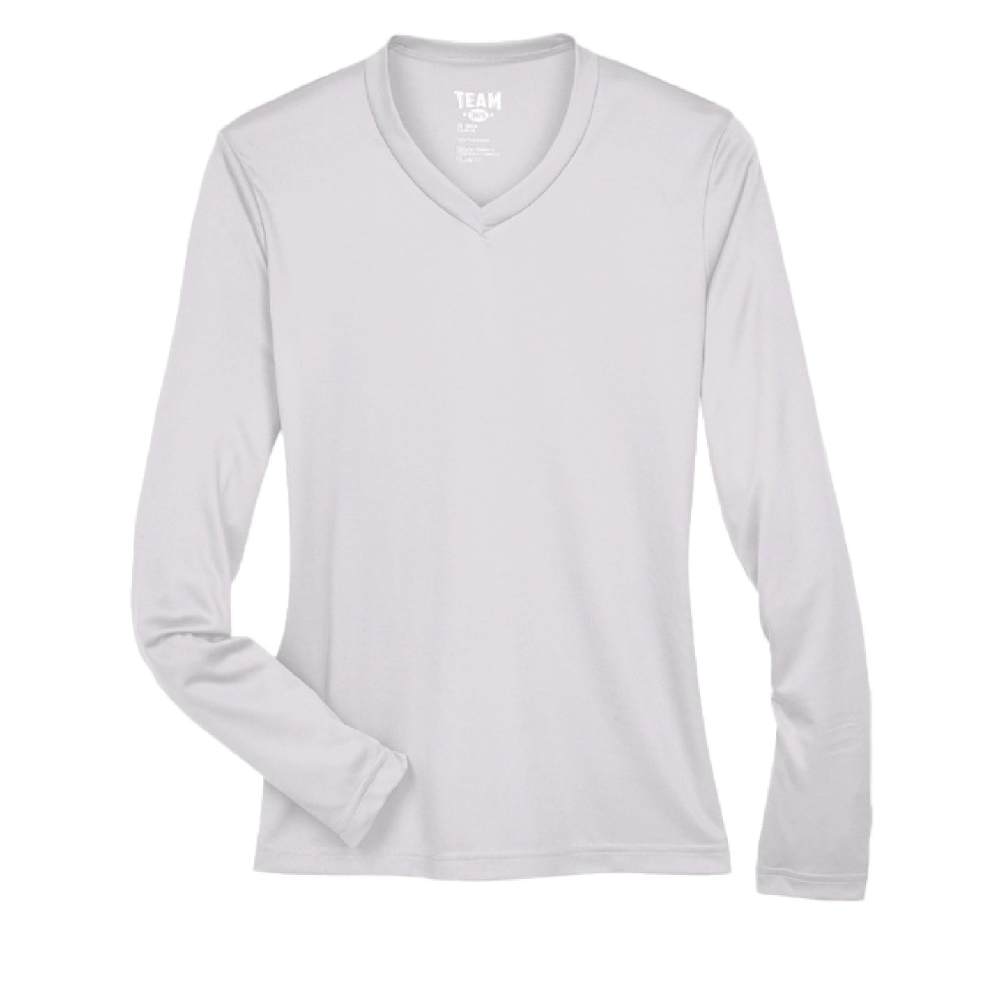 Day of the Dead Chihuahua – Sugar - Skull V - Neck Performance Tee | Women’s Long Sleeve – WHITE activewear for Apparel (1 view)